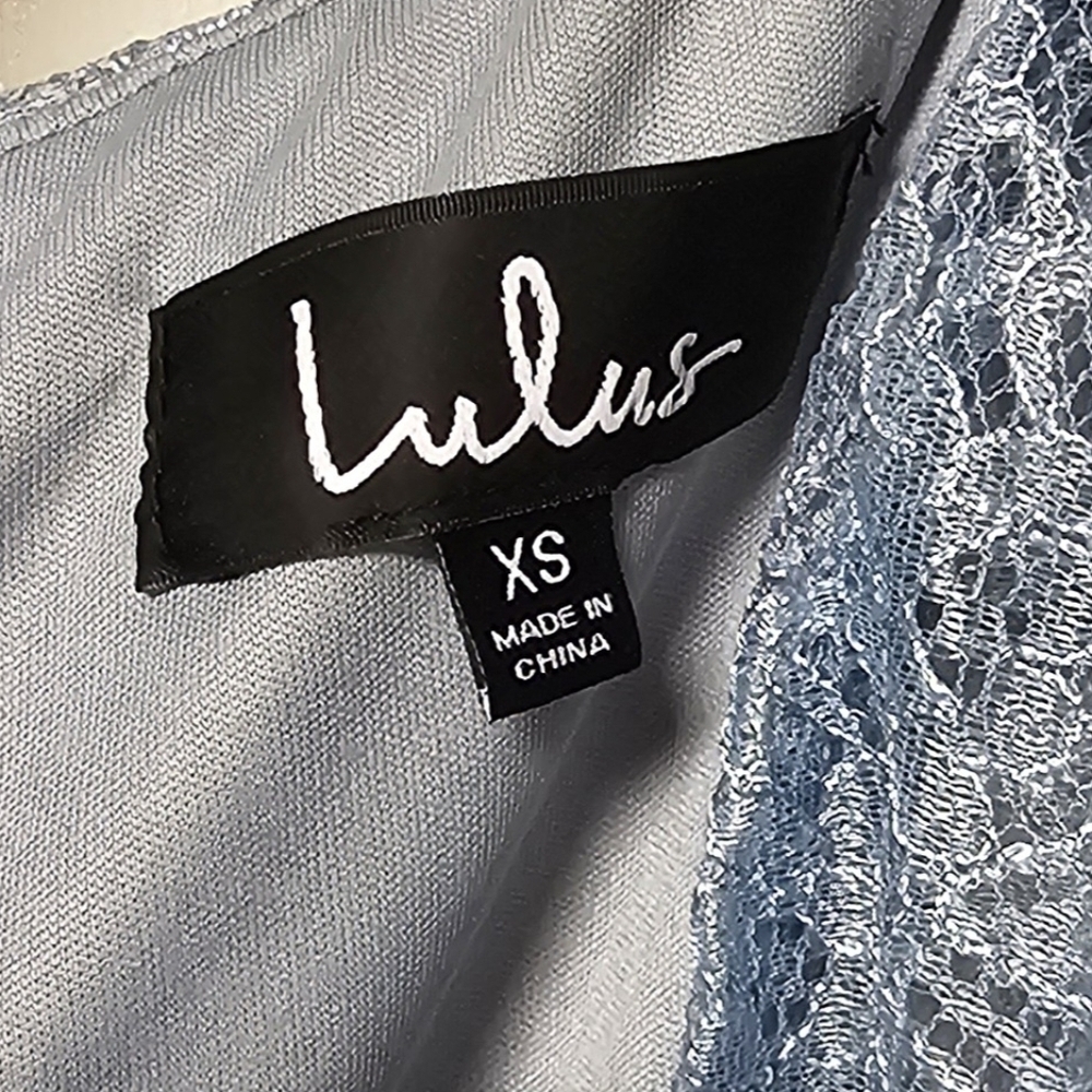 Lulus Bliss Delight Light Blue Lace Flutter Sleeve Maxi Dress, Size XS - Picture 14 of 14